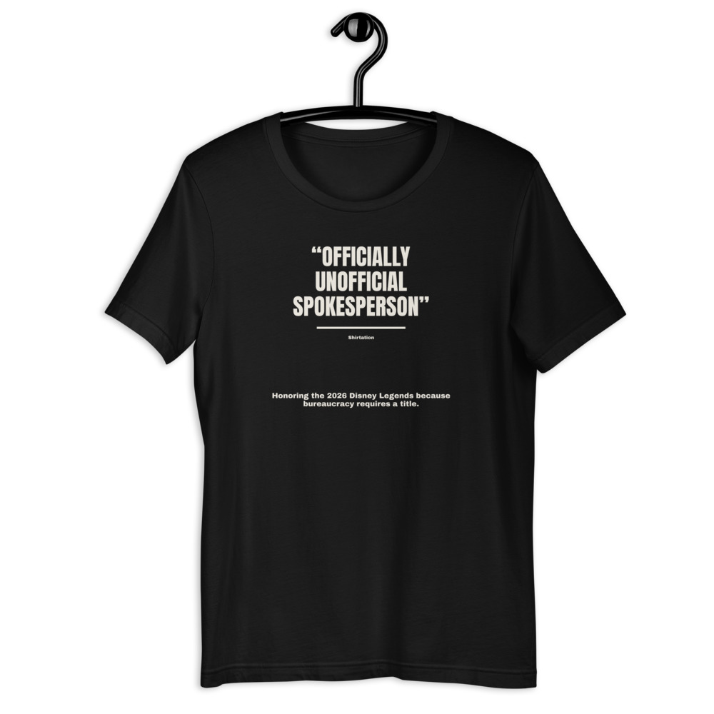 OFFICIALLY UNOFFICIAL SPOKESPERSON — printed on a black t-shirt