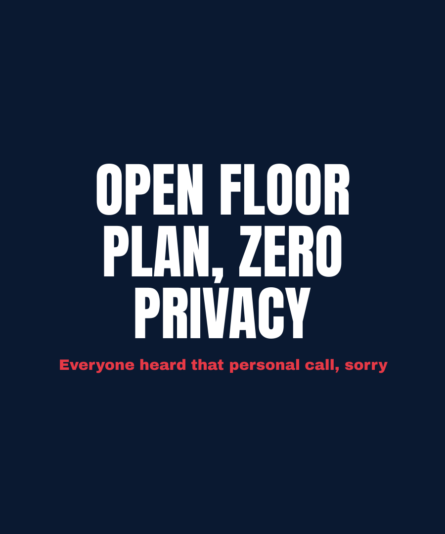 OPEN FLOOR PLAN, ZERO PRIVACY print detail