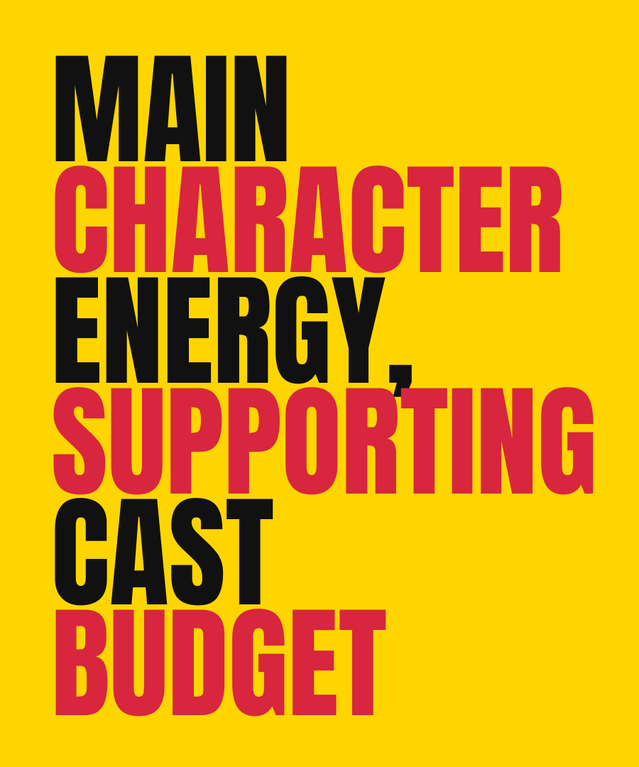 MAIN CHARACTER ENERGY, SUPPORTING CAST BUDGET print detail