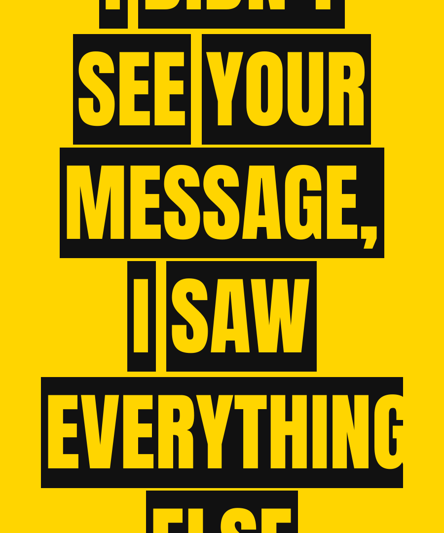I DIDN'T SEE YOUR MESSAGE, I SAW EVERYTHING ELSE print detail