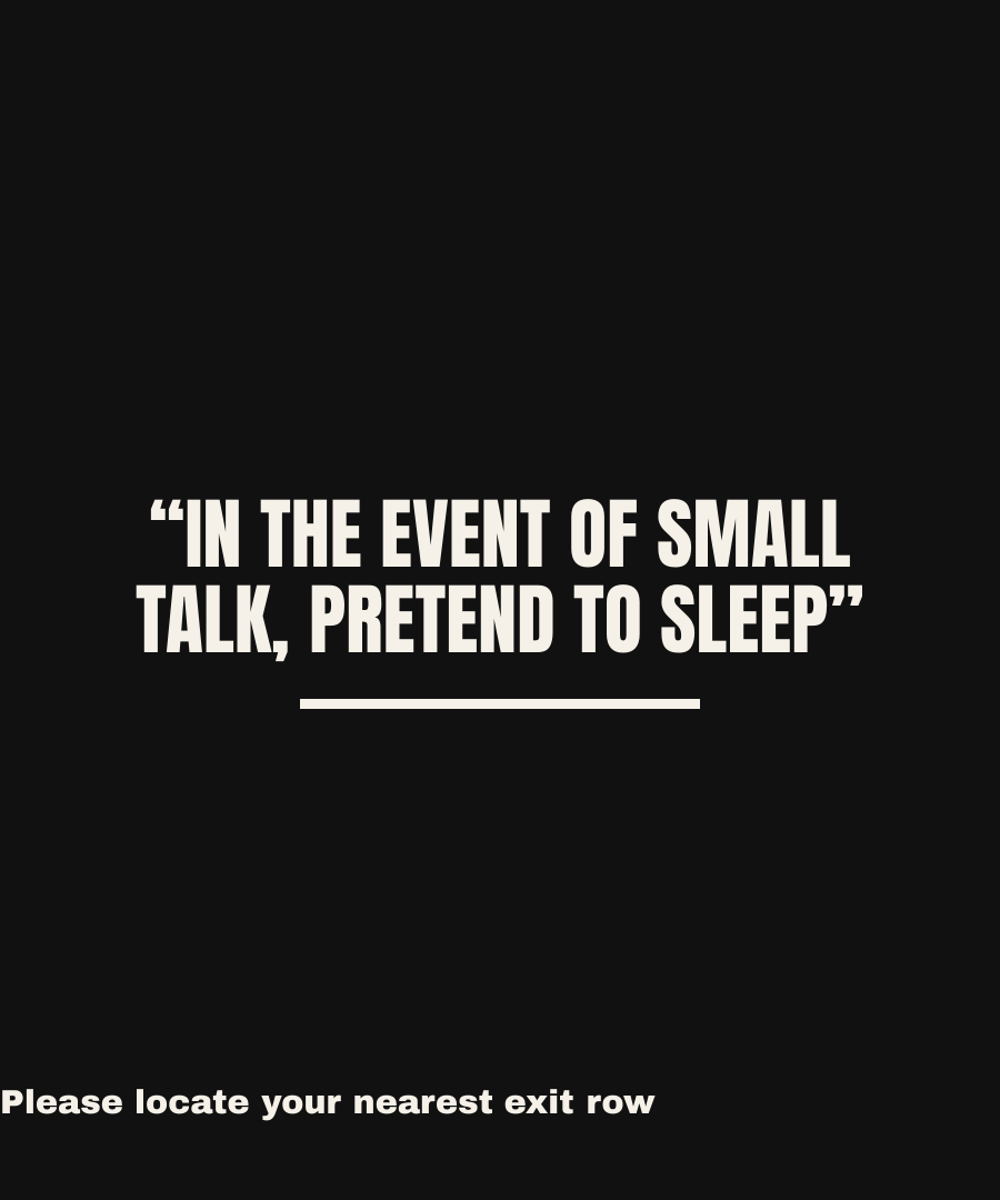 IN THE EVENT OF SMALL TALK, PRETEND TO SLEEP print detail