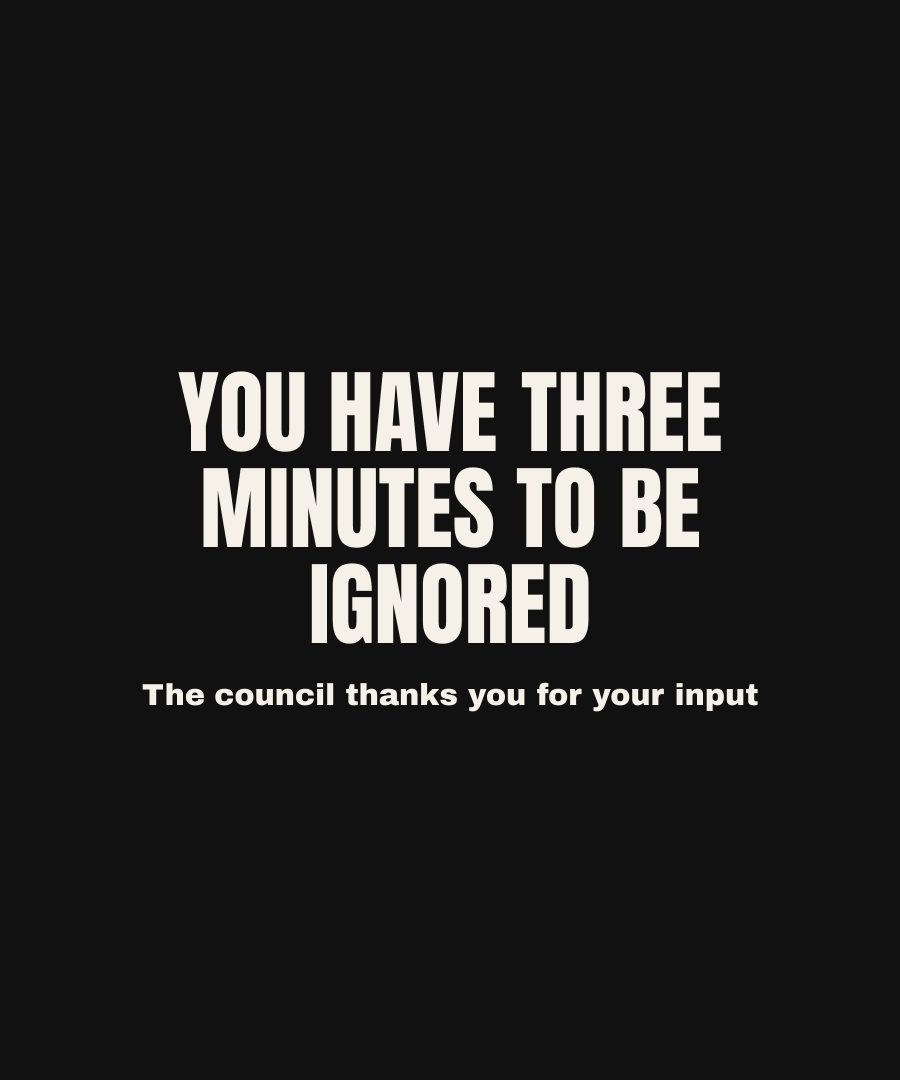 YOU HAVE THREE MINUTES TO BE IGNORED print detail
